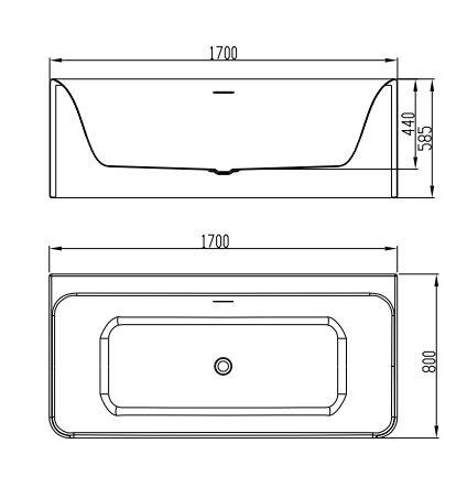 Strømberg Padua Back-To-Wall  badekar 1700 x 800 mm