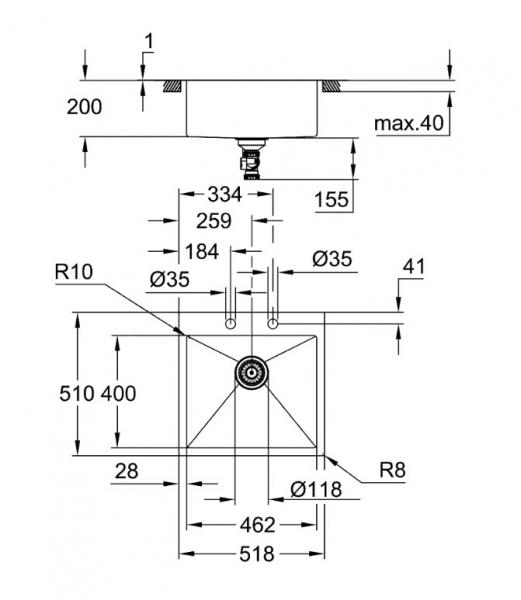 Grohe K800 køkkenvask i rustfrit stål 46cm