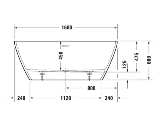 Duravit D-Neo fritstående badekar 1600 x 750 mm - Mat hvid