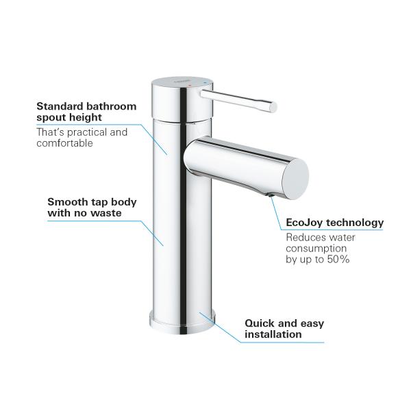 Grohe Essence New håndvaskarmatur u/bundventil m/EcoJoy