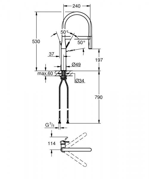 Grohe Essence New køkkenarmatur m/profi-bruser - Supersteel