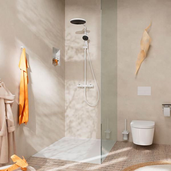 hansgrohe Pulsify S Puro 260 Showerpipe 1jet m/EcoSmart, EcoStat Fine og 3jet håndbruser - Mat hvid