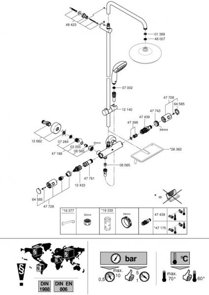 Grohe Vitalio Start ECO 250 komplet brusesystem - Krom