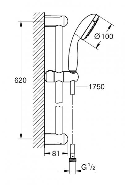 Grohe Precision Tempesta Eco komplet brusesystem - Krom