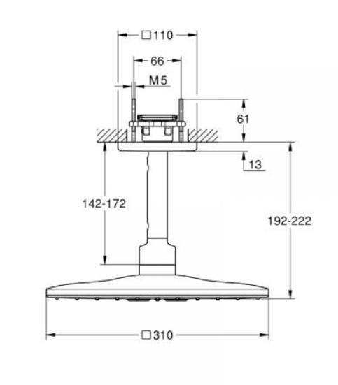 Grohe SmartControl 310 komplet brusesystem til indbygning - Firkantet/loft