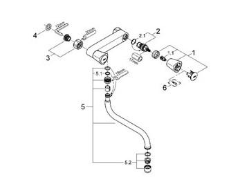 Grohe Costa S køkkenbatteri t/væg - Med svingtud