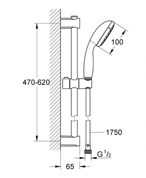 Grohe Start komplet brusesystem m/Vitalio håndbruser - Mat sort