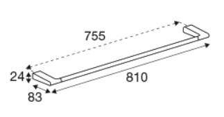 Pressalit Style håndklædestang 810 mm - Mat sort