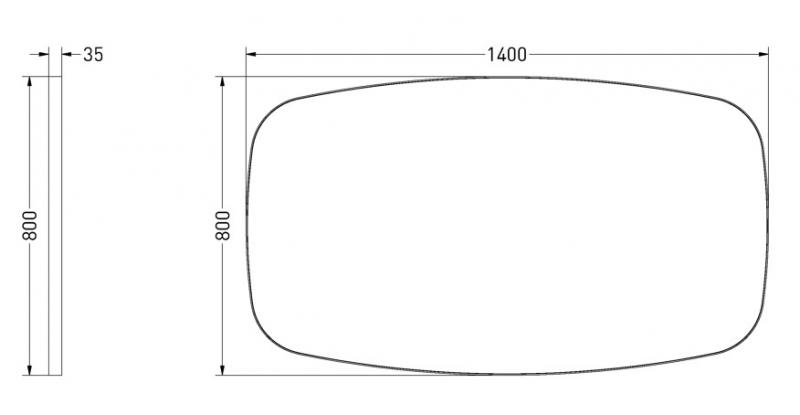 Sanibell Ink SP29 superellipse spejl m/ramme 140 x 80 cm - Børstet mat guld