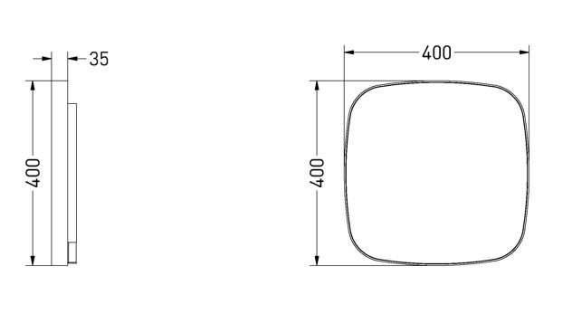 Sanibell Ink SP30 superellipse spejl m/backlight, varme og sensor 40 x 40 cm - Mat hvid