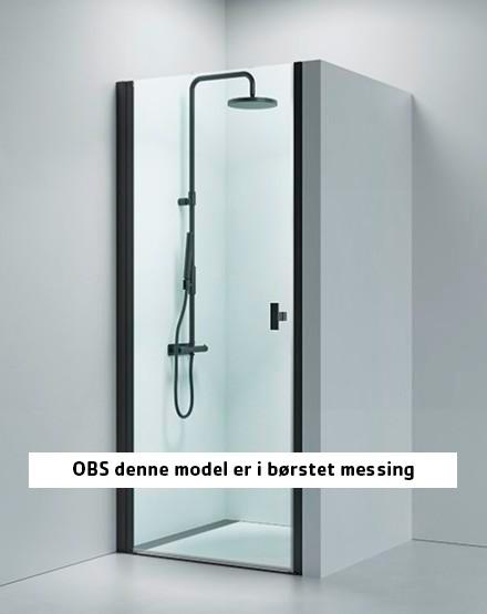 Strømberg Noma 20 brusedør - 90 cm - Klar glas/børstet messing