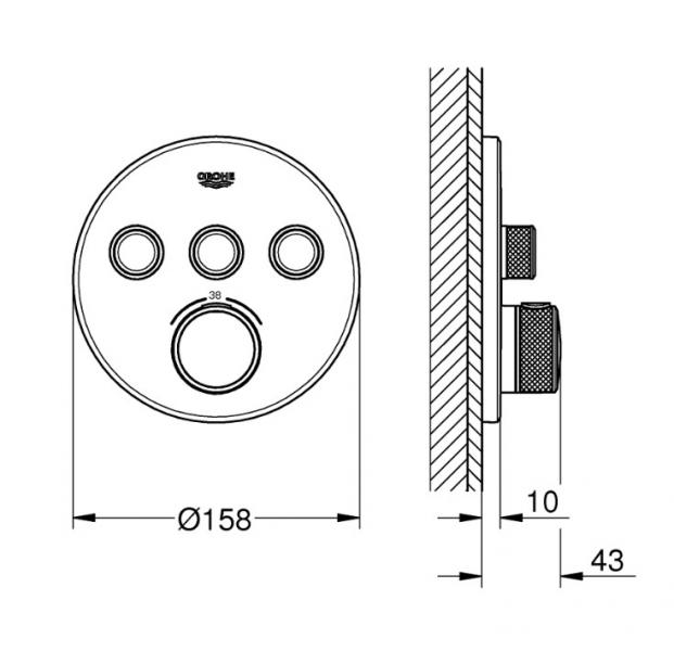 Grohe SmartControl komplet brusesystem m/SmartActive brus til indbygning - Børstet Hard Graphite