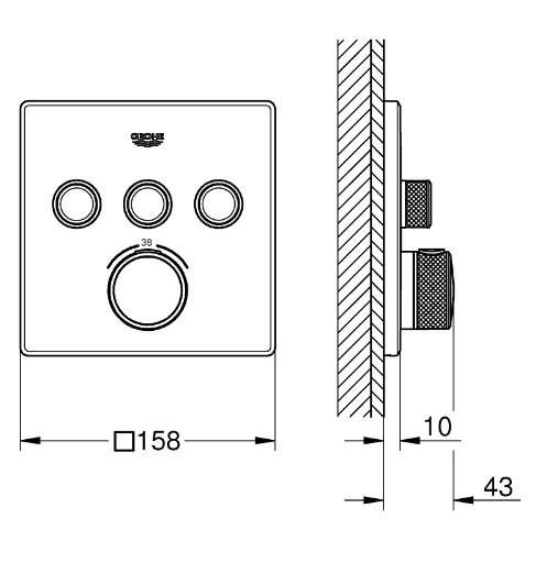 Grohe Cube SmartControl 310 komplet brusesystem m/SmartActive brus til indbygning - Børstet Hard Graphite