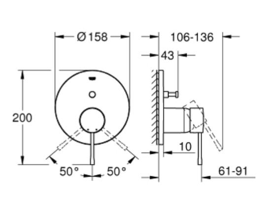 Grohe Essence komplet brusesystem m/Rainshower 310 hovedbrus og SmartActive t/indbygning - Krom