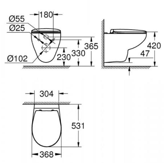 Grohe Bau Rimless toiletpakke inkl. sæde m/softclose, cisterne og hvid betjening