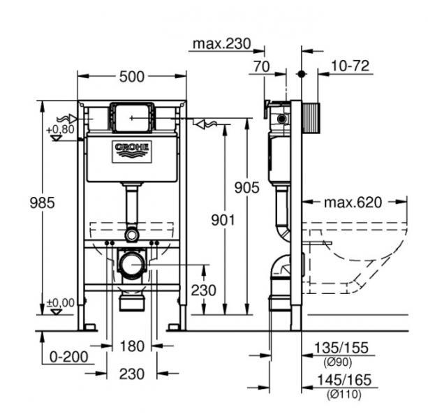 Ideal Standard Tesi toiletpakke inkl. sæde m/soft-close, mellem cisterne og mat sort betjening