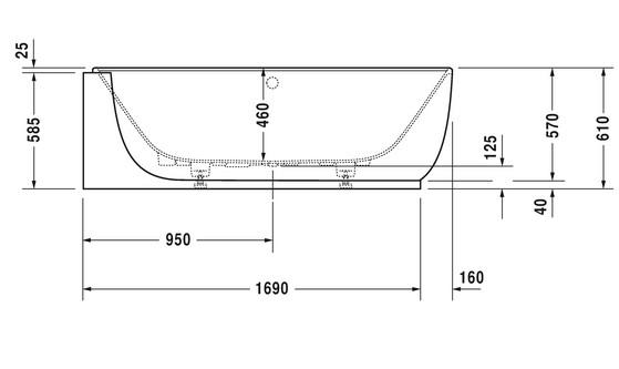 Duravit Luv fritstående badekar t/hjørne - 185 x 95  - Mat hvid - Venstre