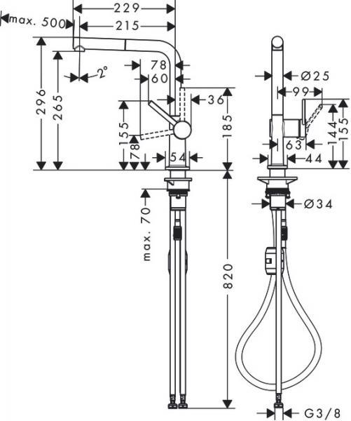 hansgrohe S51-F450 køkkenvask i komposit m/Talis M54 køkkenvandhane i mat sort