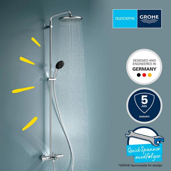 Grohe Vitalio Start 250 komplet brusesystem m/termostat t/badekar