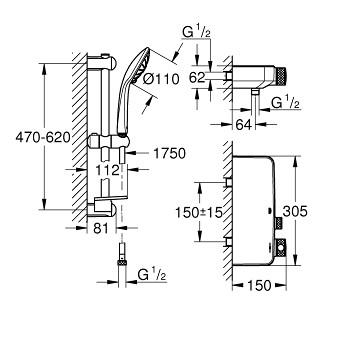 Grohe SmartControl brusetermostat m/Euphoria 110 brusesæt - Krom