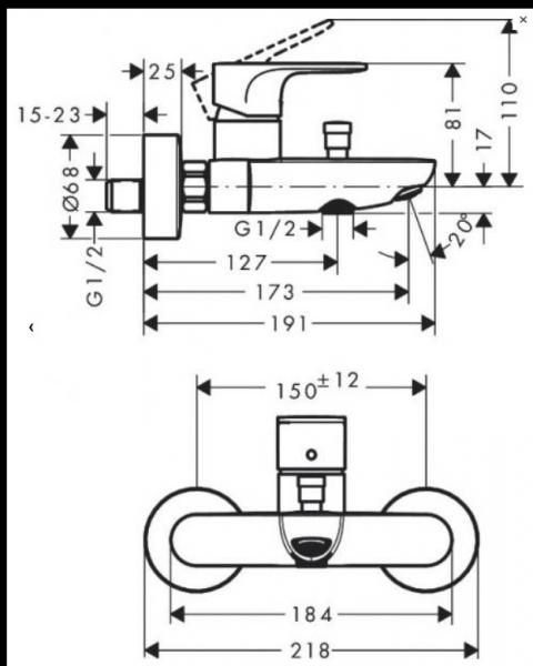 Hansgrohe Rebris S komplet kararmatur - Mat sort