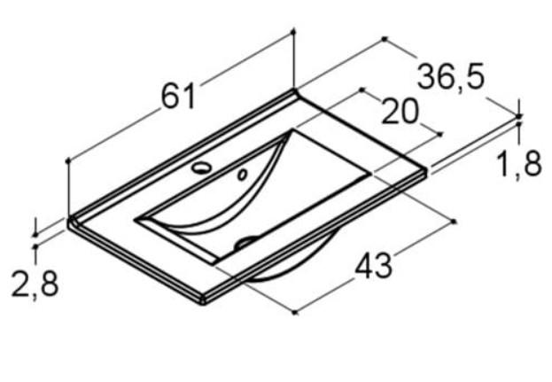 Dansani Mido+ 60 MINI møbelpakke m/Amber vask - Mat hvid