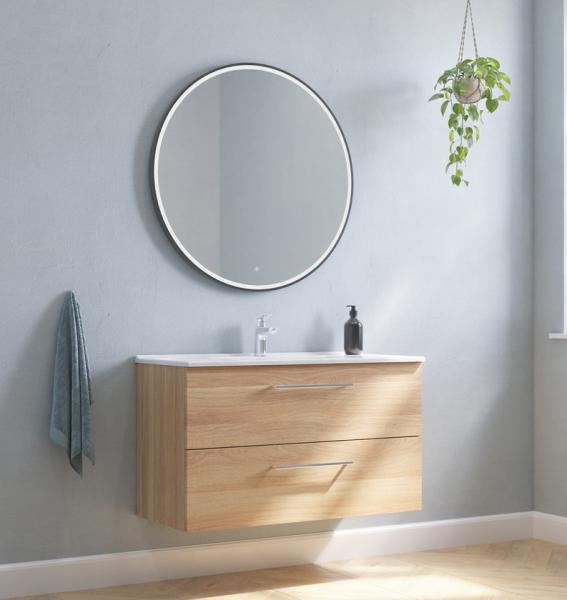 Dansani Mido+ Shine 90 rundt spejl m/lys og sort ramme Dansani Mido+ Shine 90 rundt spejl m/lys og sort ramme