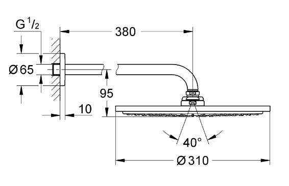 Grohe SmartControl komplet brusesystem med Rainshower 310 hovedbruser til indbygning - Poleret Cool Sunrise