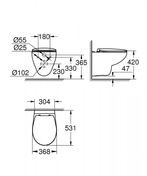 Grohe Bau Rimless væghængt toilet m/ softclose sæde