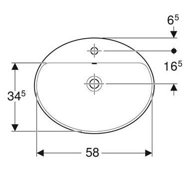 Geberit Variform 60 oval håndvask m/bagkant t/nedfældning - 1 hanehul