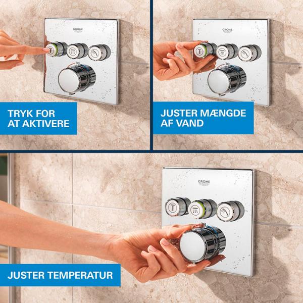 Grohe Precision SmartControl 310 komplet indbygget brusesystem m/SmartActive hovedbruser - Krom