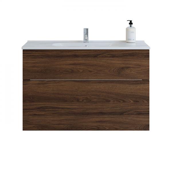 Dansani Luna 101 m&oslash;bels&aelig;t m/Kantate vask, h&oslash;j skuffe og indretning - Brun eg