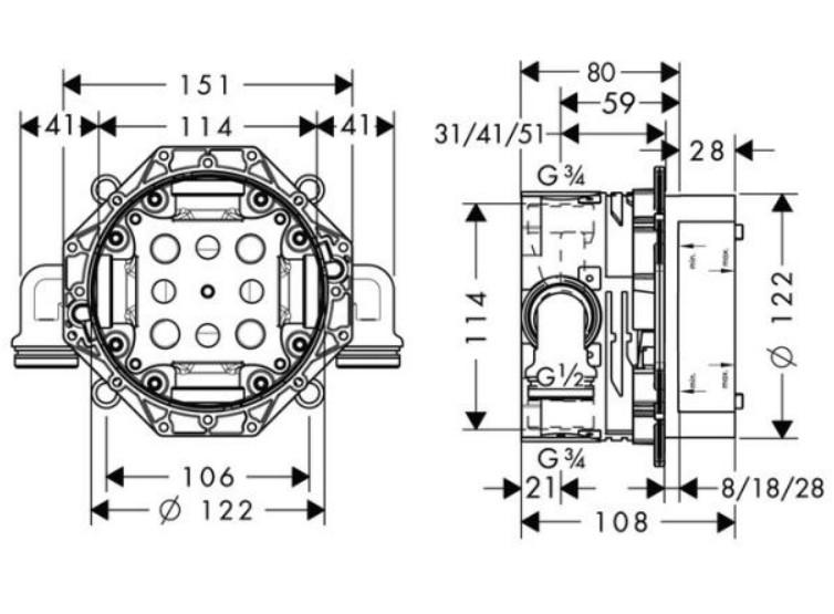 Hansgrohe Rebris komplet indbygningspakke til badekar - Mat sort