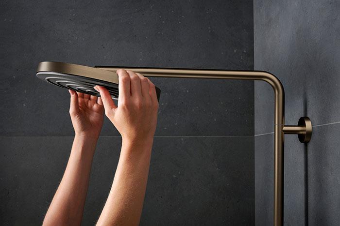 hansgrohe Pulsify S Puro 260 Showerpipe 1jet m/EcoSmart, EcoStat Fine og 3jet håndbruser - Børstet bronze