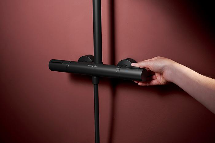 hansgrohe Raindance Alive S Puro Showerpipe 300 1jet m/EcoSmart og termostat - Mat sort