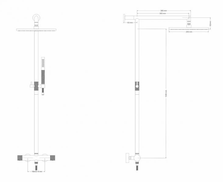 Cassøe Crystal Cut komplet brusesystem - T8 - Børstet messing