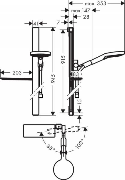 Hansgrohe Select S 120 brusesæt  - 90 cm